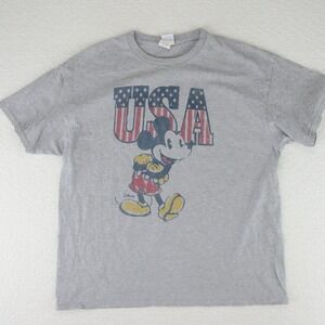 Disney Mickey Mouse USA T shirt Mens Large Junk Food Tees Gray